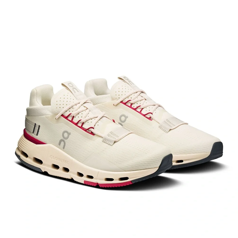 On Women's Cloudnova 2 Lifestyle Running Shoe, Ivory/Grenadine, Size 7.5 *NEW* - Picture 6 of 6